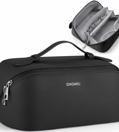 GAGAKU Large Travel Makeup Bag Waterproof Cosmetic Organizer Black