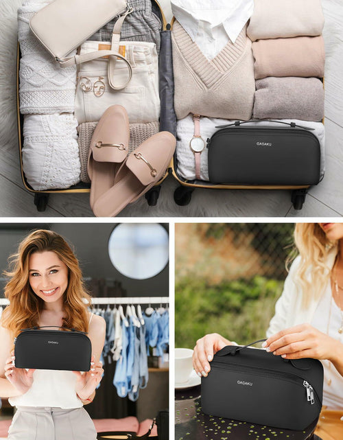 Load image into Gallery viewer, GAGAKU Large Travel Makeup Bag Waterproof Cosmetic Organizer Black

