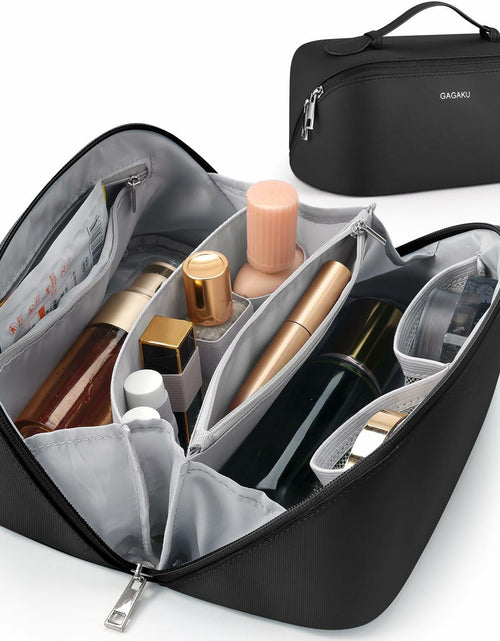 Load image into Gallery viewer, GAGAKU Large Travel Makeup Bag Waterproof Cosmetic Organizer Black
