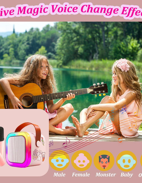 Load image into Gallery viewer, [Like New] KBG Mini Karaoke Machine Kids Bluetooth Speaker 2 Wireless Mics Black
