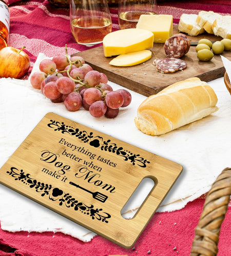 CGBHW Dog Mom Wooden Cutting Board Kitchen Gift Bamboo 0.44lb