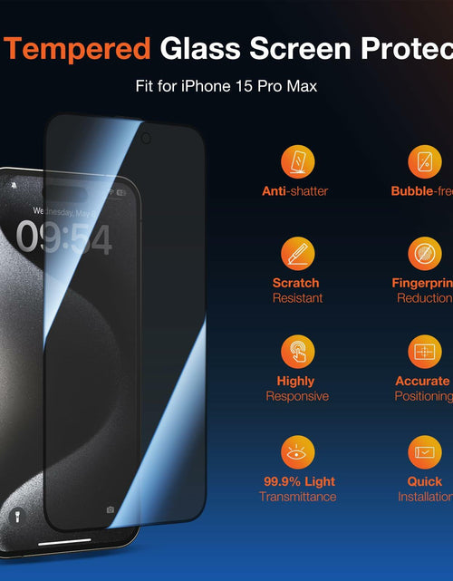 Load image into Gallery viewer, KUZOOM Privacy Screen Protector iPhone 15 Pro Max 6.7" 2 Pack Black
