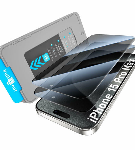 KUZOOM Privacy Screen Protector iPhone 15 Pro Max 6.7" 2 Pack Black