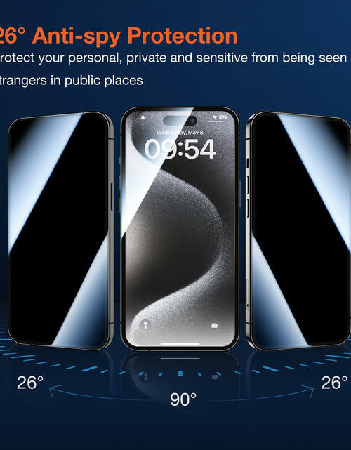 Load image into Gallery viewer, KUZOOM Privacy Screen Protector iPhone 15 Pro Max 6.7" 2 Pack Black
