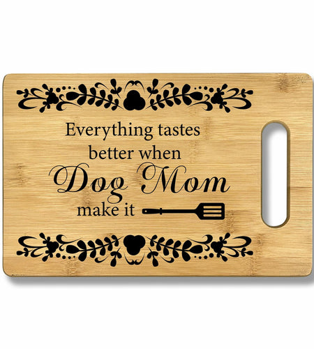 CGBHW Dog Mom Wooden Cutting Board Kitchen Gift Bamboo 0.44lb