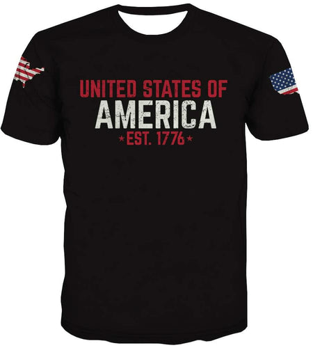 KYKU USA Flag T Shirt Men Patriotic 4th of July American 1776 Size 2XL