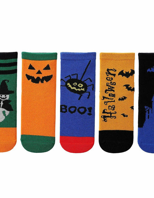 Load image into Gallery viewer, PAPPNTI Kids Halloween Cartoon Crew Socks 5 Pairs Multicolor Size 7-10
