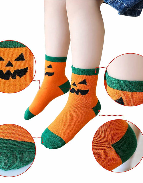 Load image into Gallery viewer, PAPPNTI Kids Halloween Cartoon Crew Socks 5 Pairs Multicolor Size 7-10
