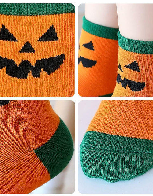 Load image into Gallery viewer, PAPPNTI Kids Halloween Cartoon Crew Socks 5 Pairs Multicolor Size 7-10
