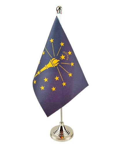 USA Indiana State Flag Desk Table Flag 4x6 on Stand Base Office Decor