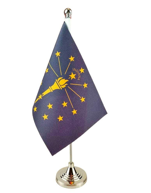 Load image into Gallery viewer, USA Indiana State Flag Desk Table Flag 4x6 on Stand Base Office Decor
