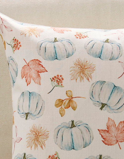 Load image into Gallery viewer, Meekio 4-Pack Fall Pillow Covers 18x18 Blue Pumpkin Truck Linen Decor
