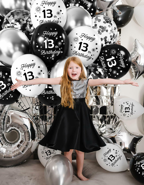 Load image into Gallery viewer, 29th Birthday Balloons Set 16pcs Black Silver Latex Confetti Party Decor
