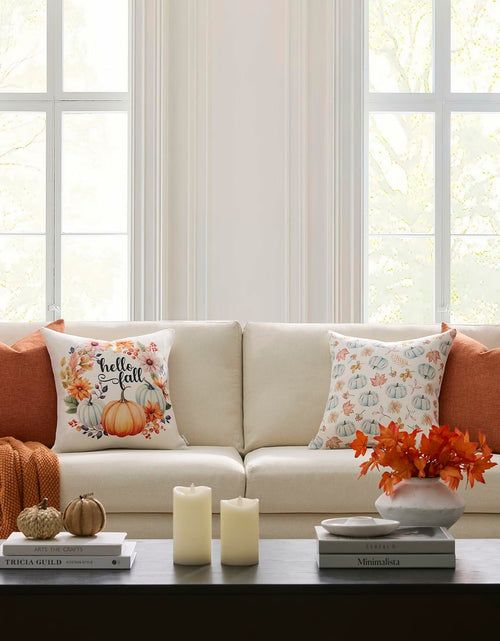 Load image into Gallery viewer, Meekio 4-Pack Fall Pillow Covers 18x18 Blue Pumpkin Truck Linen Decor
