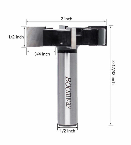 Boomway Spoilboard Router Bit 1/2" Shank 2" Dia Carbide Woodworking