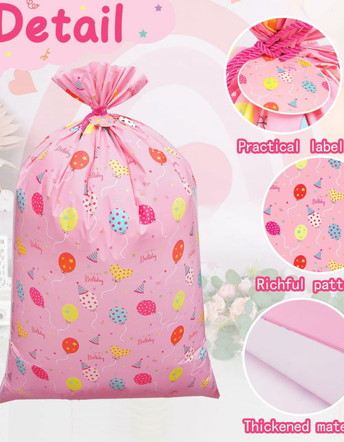 Load image into Gallery viewer, Plauthus 56" Jumbo Plastic Gift Bag Birthday Pattern Blue &amp; Pink Pack of 2
