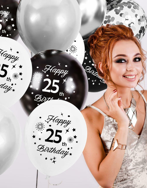 Load image into Gallery viewer, 29th Birthday Balloons Set 16pcs Black Silver Latex Confetti Party Decor
