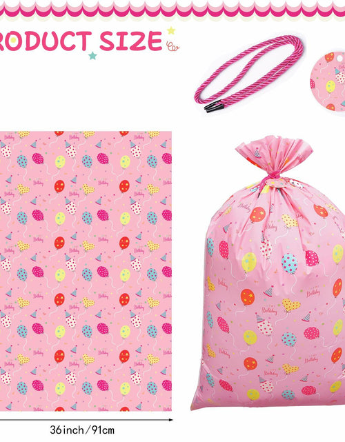Load image into Gallery viewer, Plauthus 56" Jumbo Plastic Gift Bag Birthday Pattern Blue &amp; Pink Pack of 2

