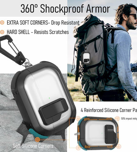 CMGOE Airpod 3 Case Cover Black Shockproof TPU Hard Protector w/ Cleaning Kit