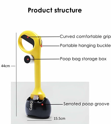 Dog Pooper Scooper Large Yellow/Black with Bag Holder and 5 Bag Rolls