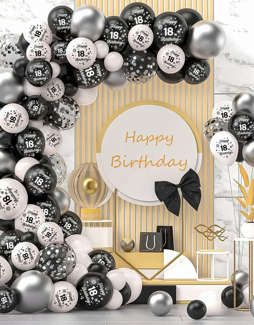 Load image into Gallery viewer, 29th Birthday Balloons Set 16pcs Black Silver Latex Confetti Party Decor
