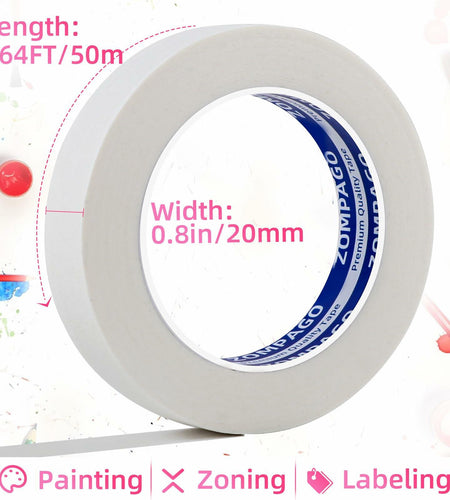 ZOMPAGO Beige Art Tape 0.8in x 164ft Removable Low-Tack Masking Tape