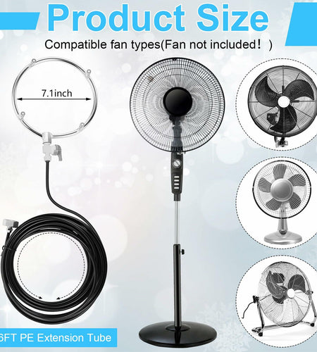 Reallnaive Stainless Steel Patio Misting Fan Kit 2 Set 26ft Line Brass Nozzles