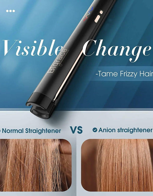 Load image into Gallery viewer, Generic Negative Ion Flat Iron Hair Straightener Curler Ceramic Plates Black 1in
