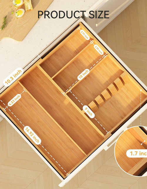 Load image into Gallery viewer, Yofidra Bamboo Silverware Drawer Organizer 16.9x18.9 Expandable Natural
