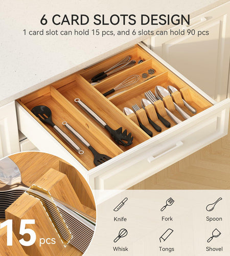 Yofidra Bamboo Silverware Drawer Organizer 16.9x18.9 Expandable Natural