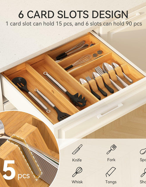 Load image into Gallery viewer, Yofidra Bamboo Silverware Drawer Organizer 16.9x18.9 Expandable Natural
