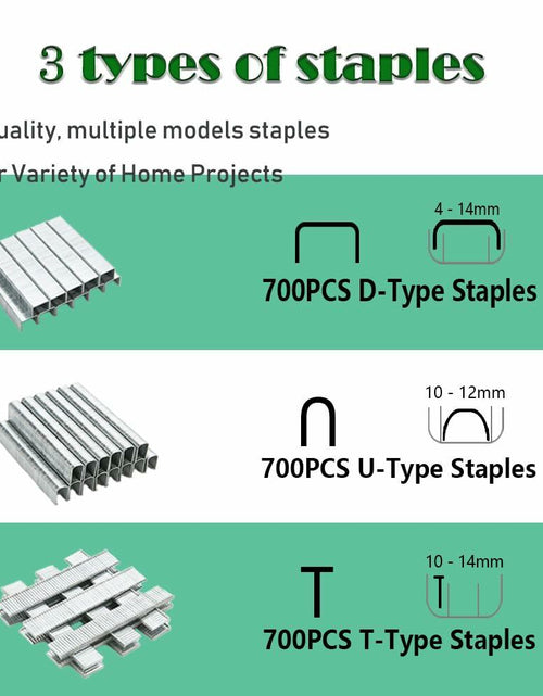 Load image into Gallery viewer, [Like New] QUQITONG Heavy Duty 3-in-1 Staple Gun Power Adjust No-Jam Green 2100 Staples
