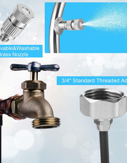 Load image into Gallery viewer, Reallnaive Stainless Steel Patio Misting Fan Kit 2 Set 26ft Line Brass Nozzles
