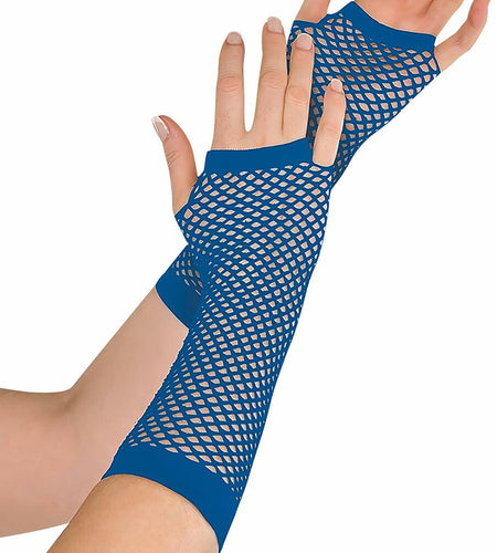 Amscan Blue Long Fishnet Fingerless Gloves 1 Count One Size