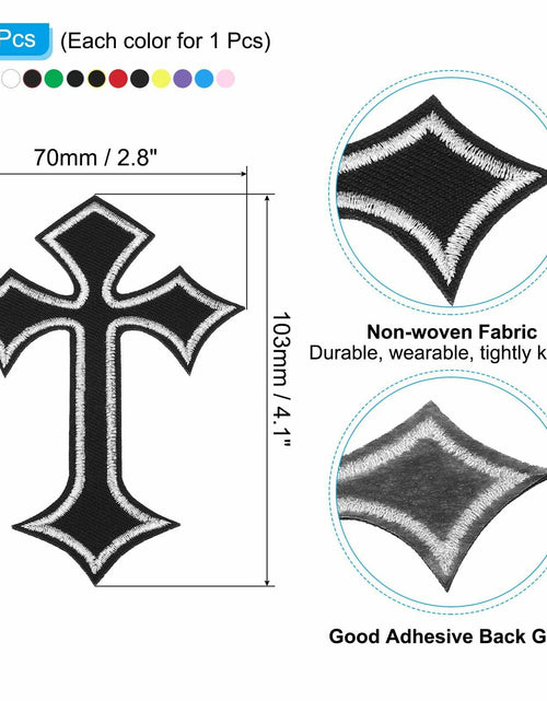 Load image into Gallery viewer, PATIKIL Cross Embroidered Patches 11 Pcs 4.1x2.8in Multicolored Iron On
