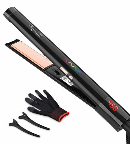 Generic Negative Ion Flat Iron Hair Straightener Curler Ceramic Plates Black 1in