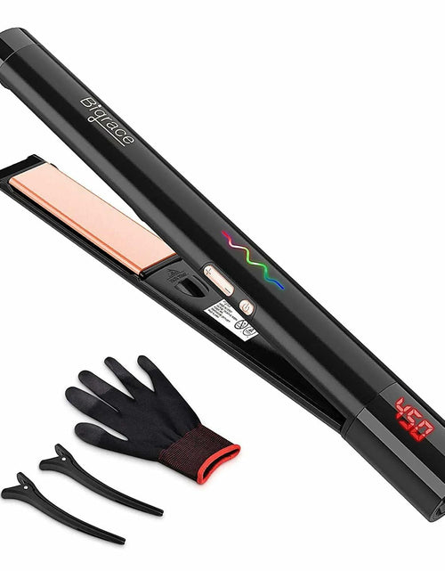 Load image into Gallery viewer, Generic Negative Ion Flat Iron Hair Straightener Curler Ceramic Plates Black 1in
