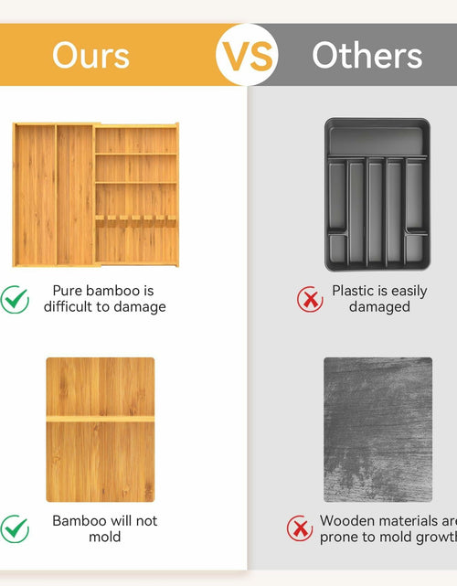 Load image into Gallery viewer, Yofidra Bamboo Silverware Drawer Organizer 16.9x18.9 Expandable Natural
