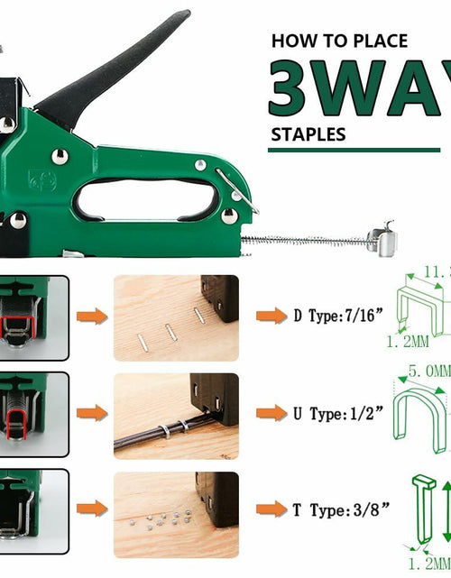 Load image into Gallery viewer, [Like New] QUQITONG Heavy Duty 3-in-1 Staple Gun Power Adjust No-Jam Green 2100 Staples
