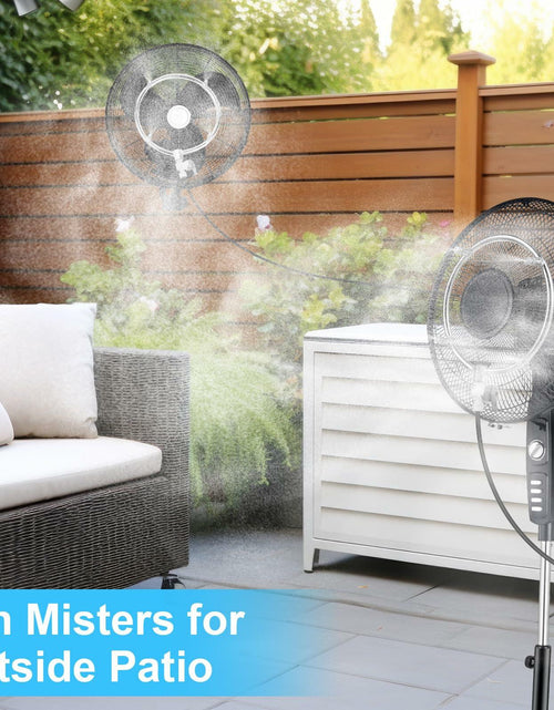 Load image into Gallery viewer, Reallnaive Stainless Steel Patio Misting Fan Kit 2 Set 26ft Line Brass Nozzles
