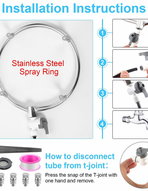 Load image into Gallery viewer, Reallnaive Stainless Steel Patio Misting Fan Kit 2 Set 26ft Line Brass Nozzles
