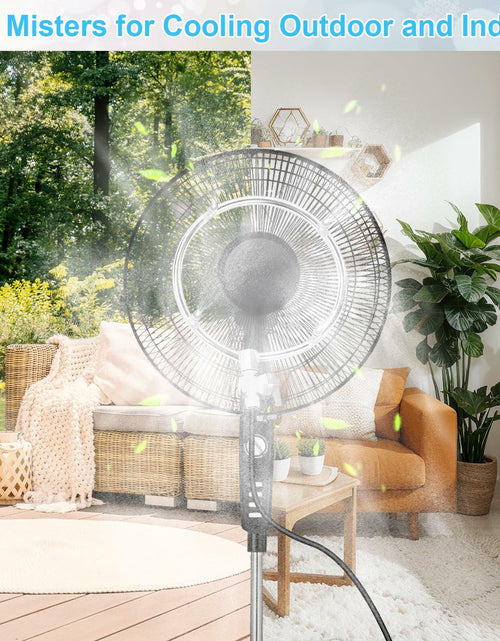 Load image into Gallery viewer, Reallnaive Stainless Steel Patio Misting Fan Kit 2 Set 26ft Line Brass Nozzles
