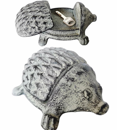 BSTWISH Iron Hedgehog Key Hider Outdoor Garden Decoration Gray