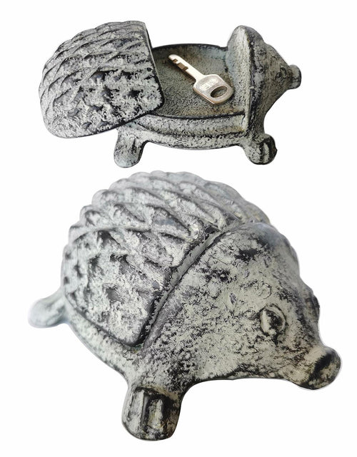 Load image into Gallery viewer, BSTWISH Iron Hedgehog Key Hider Outdoor Garden Decoration Gray
