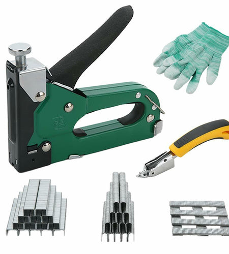 [Like New] QUQITONG Heavy Duty 3-in-1 Staple Gun Power Adjust No-Jam Green 2100 Staples