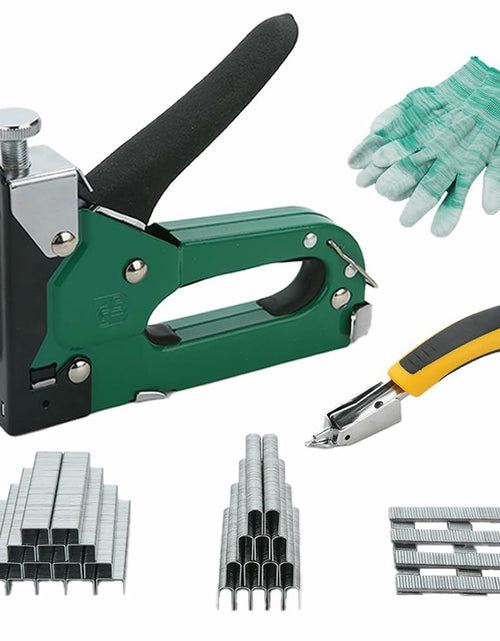 Load image into Gallery viewer, [Like New] QUQITONG Heavy Duty 3-in-1 Staple Gun Power Adjust No-Jam Green 2100 Staples
