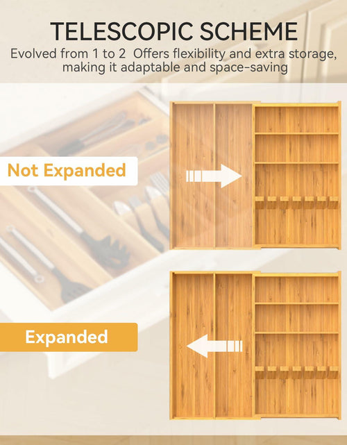 Load image into Gallery viewer, Yofidra Bamboo Silverware Drawer Organizer 16.9x18.9 Expandable Natural

