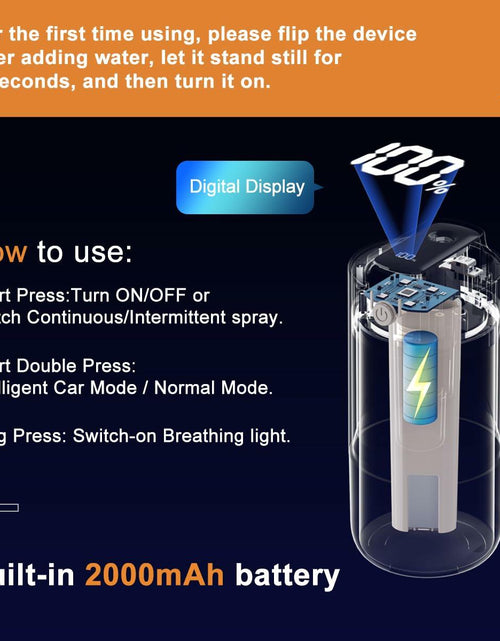 Load image into Gallery viewer, AIERMIAO Car Diffuser Rechargeable USB LED Cold Mist Aromatherapy Orange
