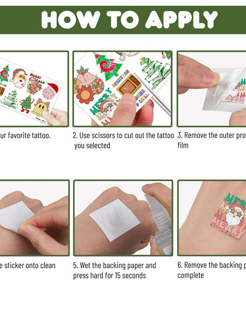 Load image into Gallery viewer, MeoIsDaBest 100 PCS Groovy Christmas Temporary Tattoos Retro Boho Multicolor

