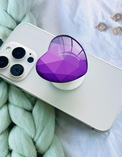 Load image into Gallery viewer, Luhoit Expanding Heart Shape Glass Phone Grip Stand Purple Silicone Rubber

